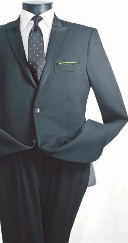 Vittorio St. Angelo 2 Piece Slim narrow Style Suit - Narrow Peak Lapel Dark Grey Masculine color  