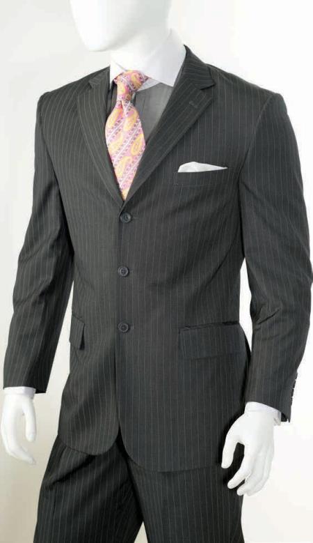 2 Piece Classic Big And Tall men's Suits- Pinstripe Grey 
