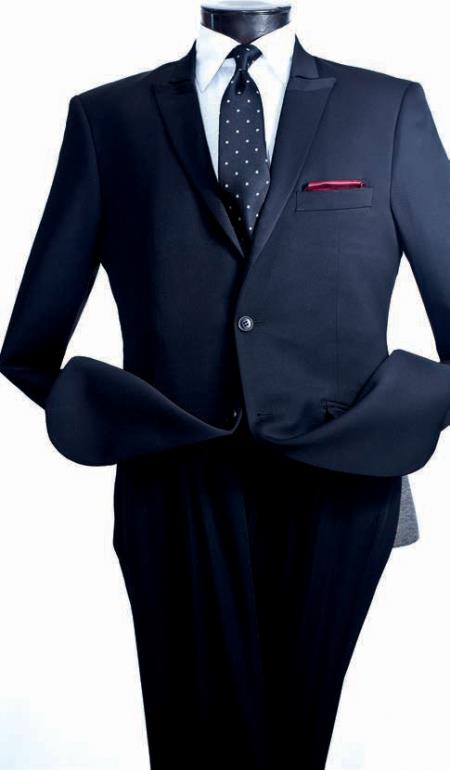 Vittorio St. Angelo 2 Piece Slim narrow Style Suit - Narrow Peak Lapel Navy 