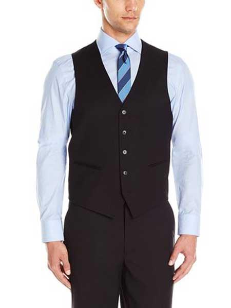  5 Button Liquid Jet Black Micro Tech Dress Tuxedo Wedding Vest With Besom Pockets