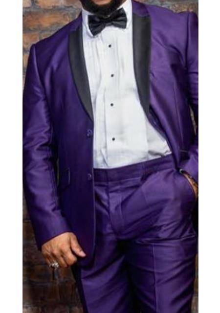 Men's Purple Two Button Peak Lapel Velvet Jacket