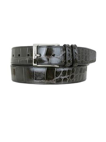  Mezlan Brand Men's Genuine Alligator / Calfskin Grey Skin Belt