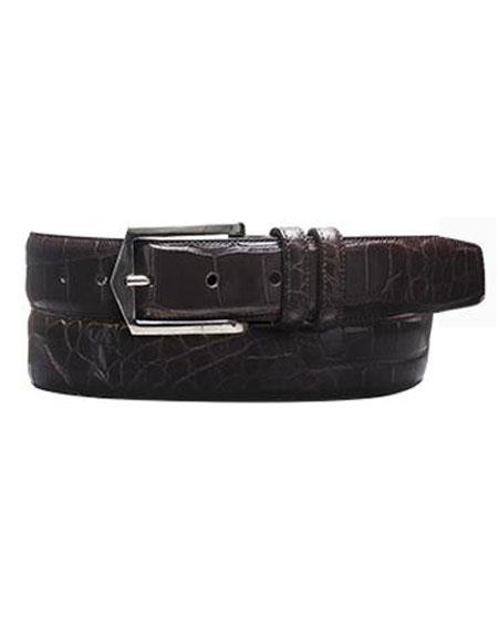  Mezlan Men's Genuine Alligator Dark Brown Handmade Belt