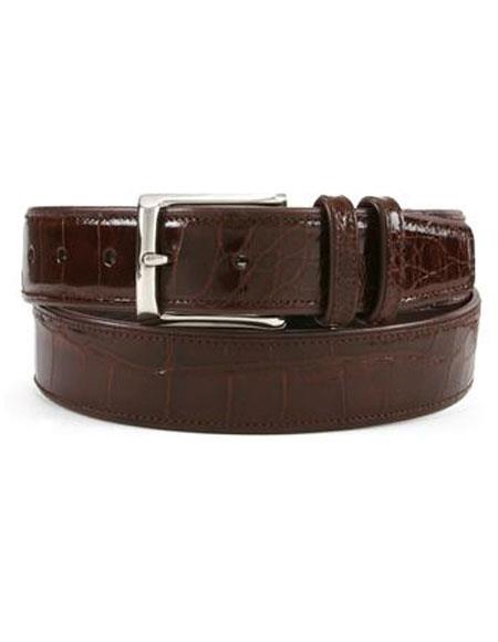 Mezlan genuine brown crocodile leather belt