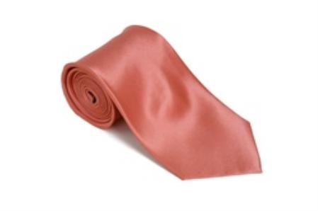 Apricotpink 100% Silk Solid Necktie With Handkerchief 