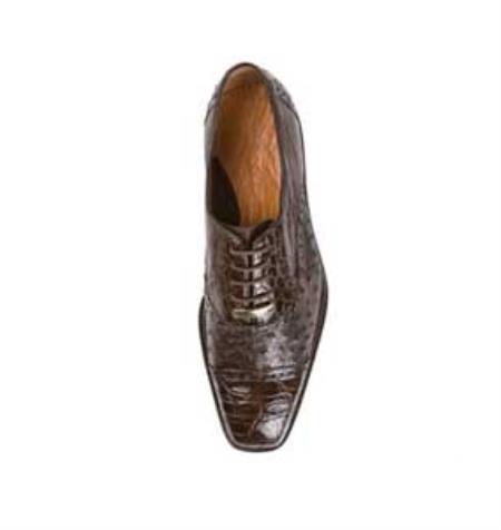 Brown Dress Shoe Belvedere attire brand Men’s brown color shade Genuine Ostrich & Crocodile ~ Alligator Shoes skin 