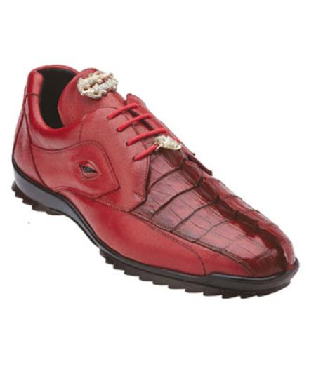 Belvedere attire brand Vasco Hornback & Calfskin Sneakers red color shade 