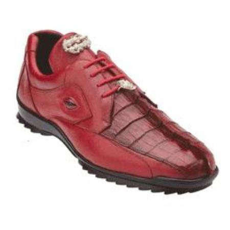 Belvedere attire brand Vasco Hornback & Calfskin Sneakers red color shade 