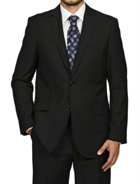 European Skinny Notch Lapel No Pleated Slacks Pants Slim narrow Style Fit Liquid Jet Black 2-Button Cheap Discounted Suit 