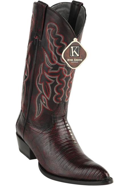  Men's Western King Exotic Teju Lizard J Toe Style Black Cherry Cowboy Boots