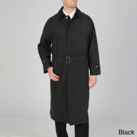 'Renny' Full-length Belted Raincoat Liquid Jet Black 