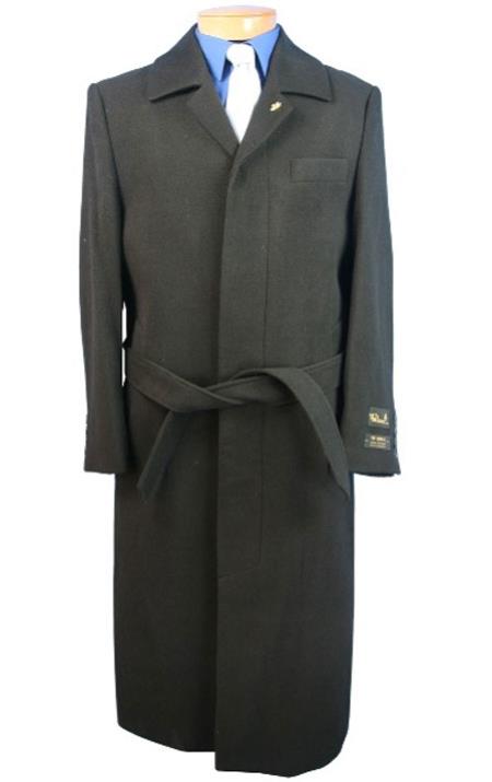 Blu Martini Aero Liquid Jet Black Full Length Wool Fabric Blend Topcoat 