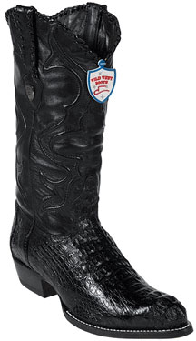 Wild West Liquid Jet Black J-Toe cai ~ Alligator skin Hornback Cowboy Boots 
