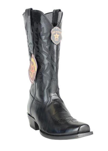 Men's Genuine Premium Leather Lining Black 7 Toe Cowboy Boots