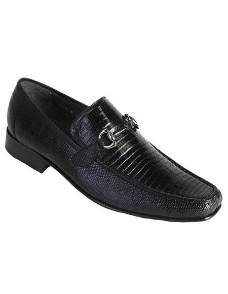  Men's Los Altos Boots Stylish Genuine Teju Lizard Skin Slip-On Black Casual Dress Shoes