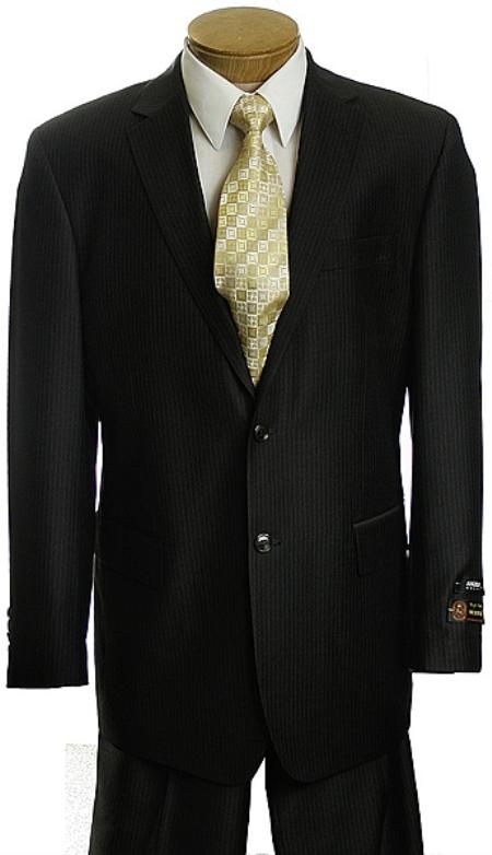 Liquid Jet Black Pinstripe 2 Button Style affordable suit Online Sale 