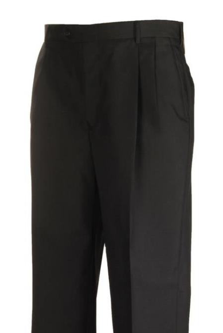 Black Clothing Pleated Polyster Fabric Dress Slacks Separate Dress Pants