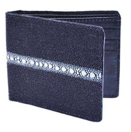 Wallet ~ billetera ~ CARTERAS Liquid Jet Black Genuine Stingray skin Rowstone Card Holder Wallet 