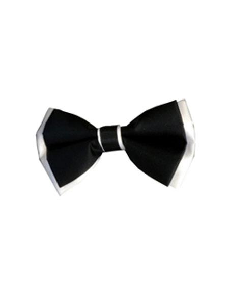  men's Black/White Polyester Satin dual colors classic Bowtie