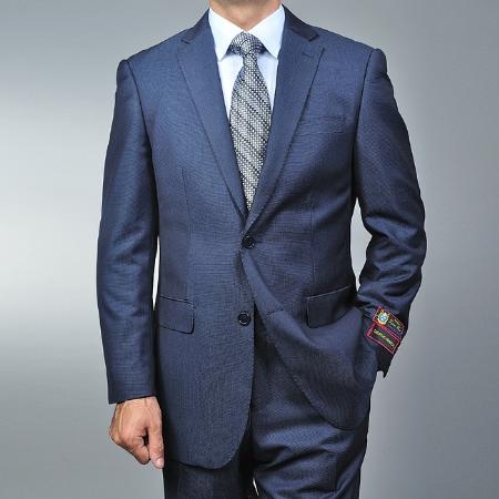 Men's Blue Teakweave 2-button 2 Piece Suits - Two piece Business suits Suit - '62503 - P&L'