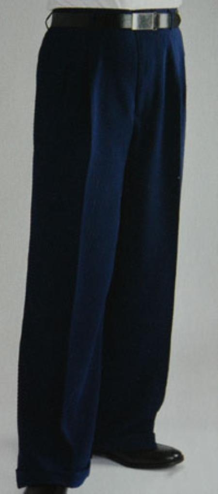 Blue 1920s 40s Fashion Clothing Look ! Wide Leg Dress Pants Pleated Slacks baggy dress trousers Wool