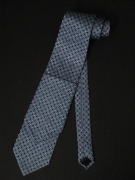 Silk Neck Tie W Hanky Blue Dotted Design 