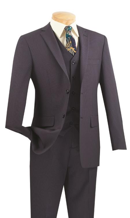 3 Piece Wool Fabric Slim narrow Style Fit Suit – Blue