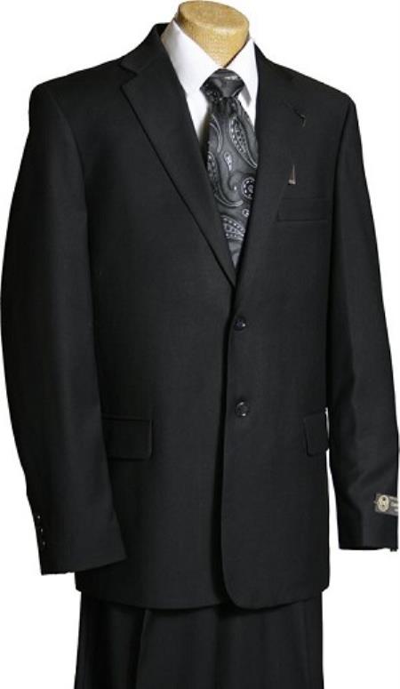 Boys Suits Black 2 Button Single Pleat Poly Blend Style Italian Design Suits