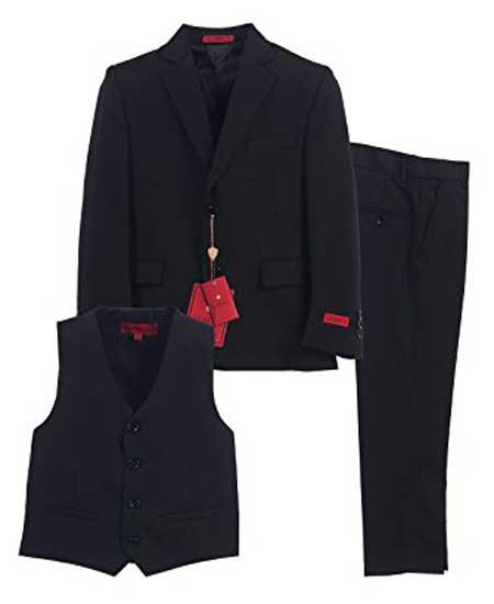  Boys 3 Piece Black Notch Lapel Single Breasted Vest Formal Boys And Men Suit With Pants Set