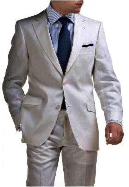 Kids Boys Sizes Light Weight 2 Button Style Tapered Cut Half Lined Flat Front Men's 2 Piece Linen Causal Outfits Boys And Men Suit For Teenagers Vented Silver / Beach Wedding Attire For Groom