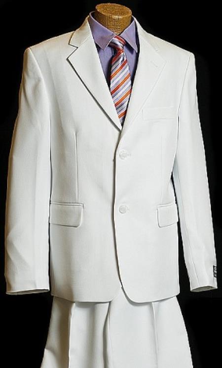 Boy's White 2 Button Style Designer Suits For Teenagers 