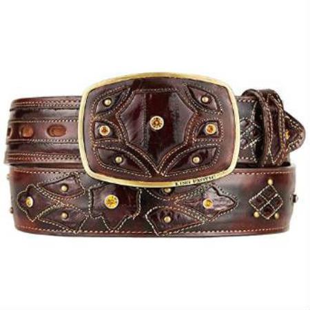 Burnished brown color shade Original Eel Skin Fashion Western Hand Crafted Belt 