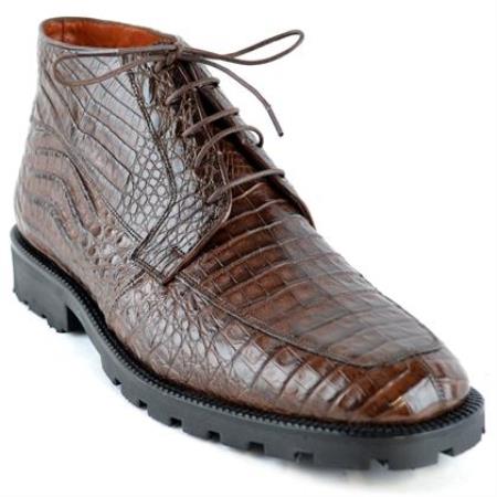Brown Dress Shoe High Top Gator Skin Shoe –brown color shade 