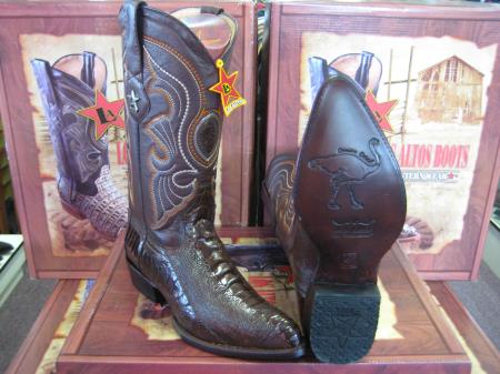 Authentic Los altos brown color shade Genuine Ostrich Leg Western Cowboy Boot (EE) 
