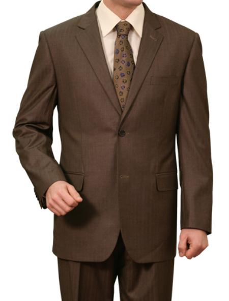 brown color shade Pin Stripe ~ Pinstripe 2 Button Style Front Closure Notch Lapel Suit 