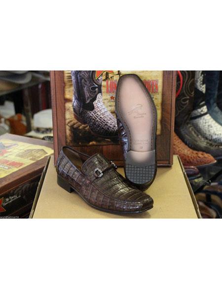  Men's Slip On Loafer Genuine Crocodile Los Altos Boots Shoes Brown
