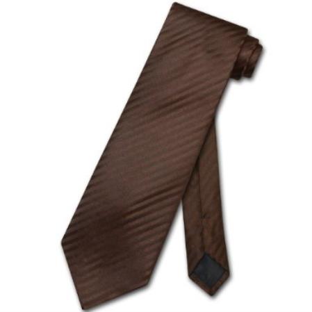 Chocolate brown color shade Striped Stripes Design Neck Tie 