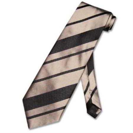 Taupe Light brown color shade Woven Striped Design Neck Tie 