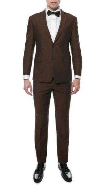  brown color shade Classic Single Breasted Two Button Notch Lapel Slim narrow Style Fit Suit