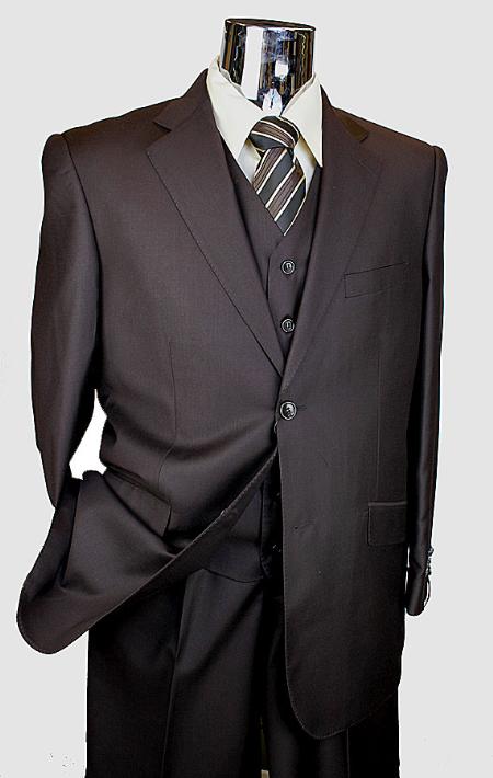 brown color shade 3 Piece 2 Button Style Italian Designer Athletic Cut Suits Classic Fit 