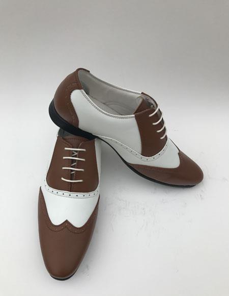  Men's Wingtip Lace Up Style Brown ~ White Two toned color Dress 1920s style fashion men's shoes