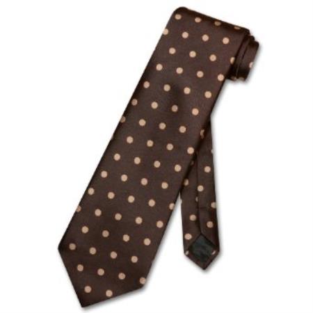 Chocolate brown color shade w/ Lt. brown color shade Polka Dots Design Tie 