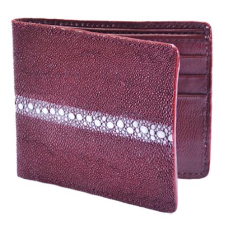 Wallet ~ billetera ~ CARTERAS Burgundy ~ Maroon ~ Wine Color Genuine Stingray skin Rowstone Finish Card Holder Wallet 