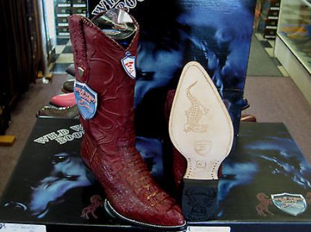 Wild West Burgundy ~ Maroon ~ Wine Color Genuine Crocodile ~ Alligator skin Western Cowboy Boot (EE) 