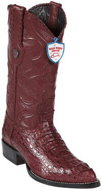 Wild West Burgundy ~ Maroon ~ Wine Color J-Toe cai ~ Alligator skin Hornback Cowboy Boots 
