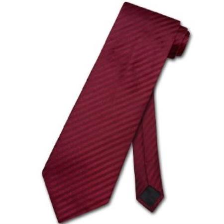 Burgundy ~ Maroon ~ Wine Color Striped Vertical Stripes Design Neck Tie 