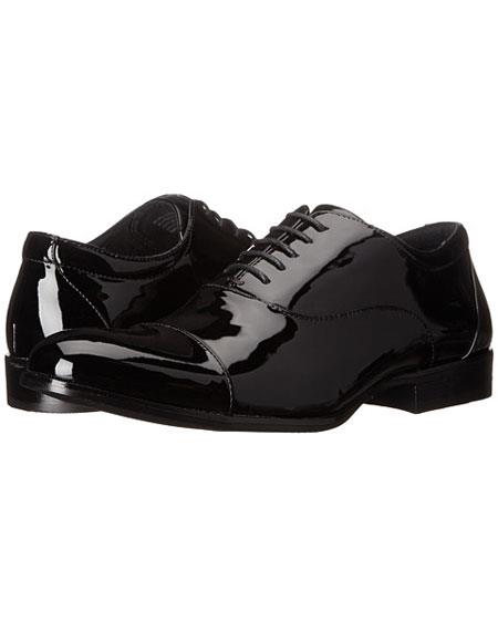  Tuxedo Black Shoe Patent Leather Lace-up Closure Cap toe 