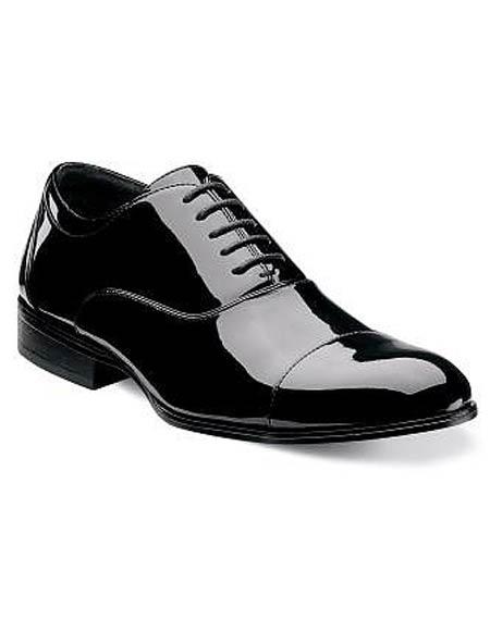  Men's Cap Toe Laceup Patent Uppers Formal Shiny Black Tuxedo Dress Shoes