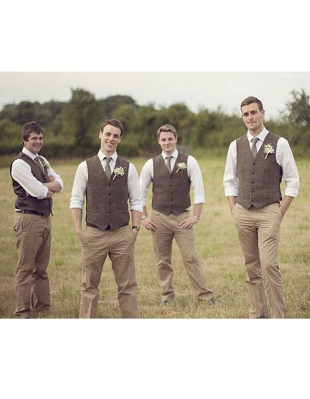  men's casual groomsmen attire (Color of your choice) Shirt + Pants + Vest & Tie