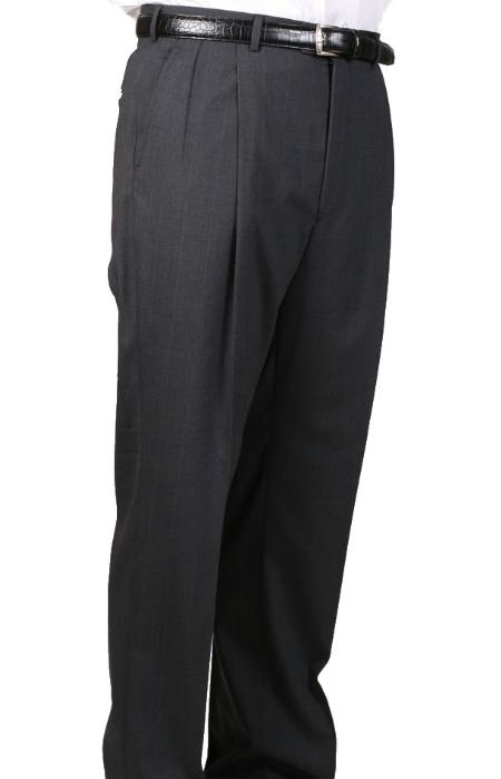 Charcoal, Parker, Pleated Slacks Pants Lined Trousers Wool